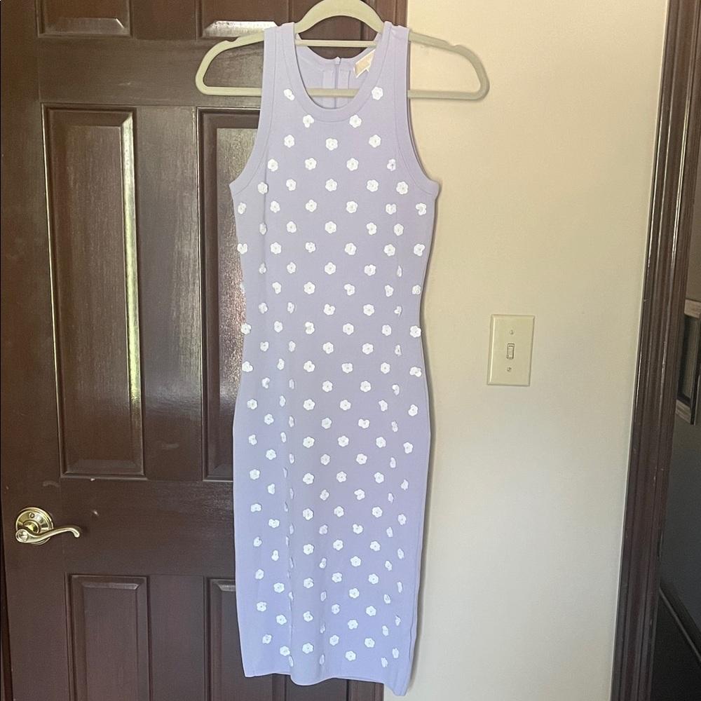 Michael Kors Lavender Midi Dress with White Floral Design